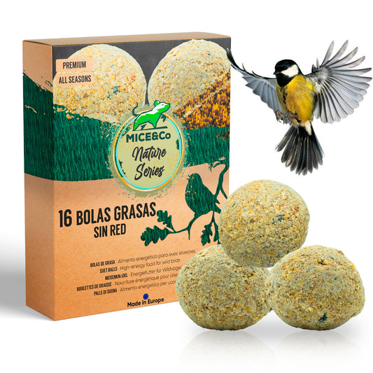 Mice&Co Bolas Grasas para Pájaros Silvestres, sin Red - Pack 16 Unidades - Mice&Co