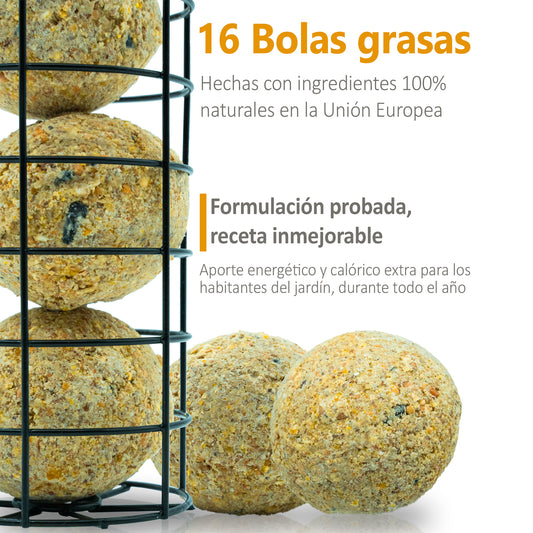 Mice&Co Bolas Grasas para Pájaros Silvestres, sin Red - Pack 16 Unidades - Mice&Co