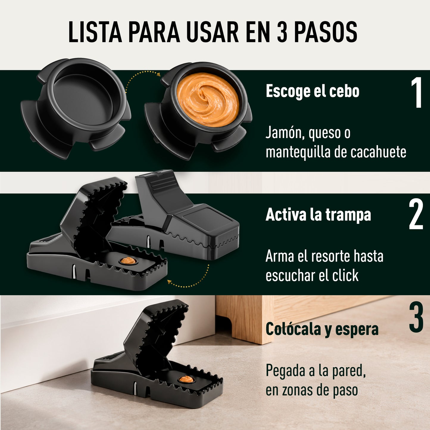 6 Cepos para Ratones Reutilizables sin Veneno, Ratonera - Mice&Co