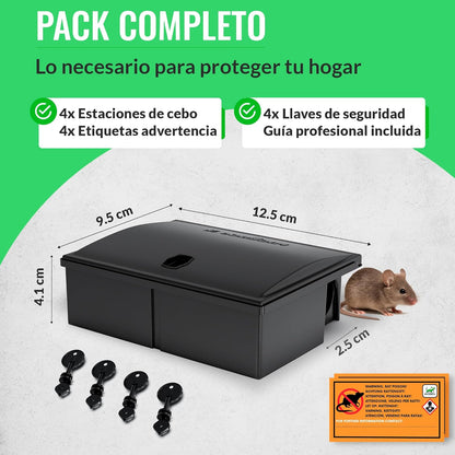 Estações de Isco para Ratos com Chave - Pack de 4 unidades
