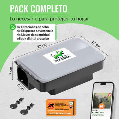 Portacebos para Ratas con Tapa Transparente - Pack 4 Unidades - Mice&Co
