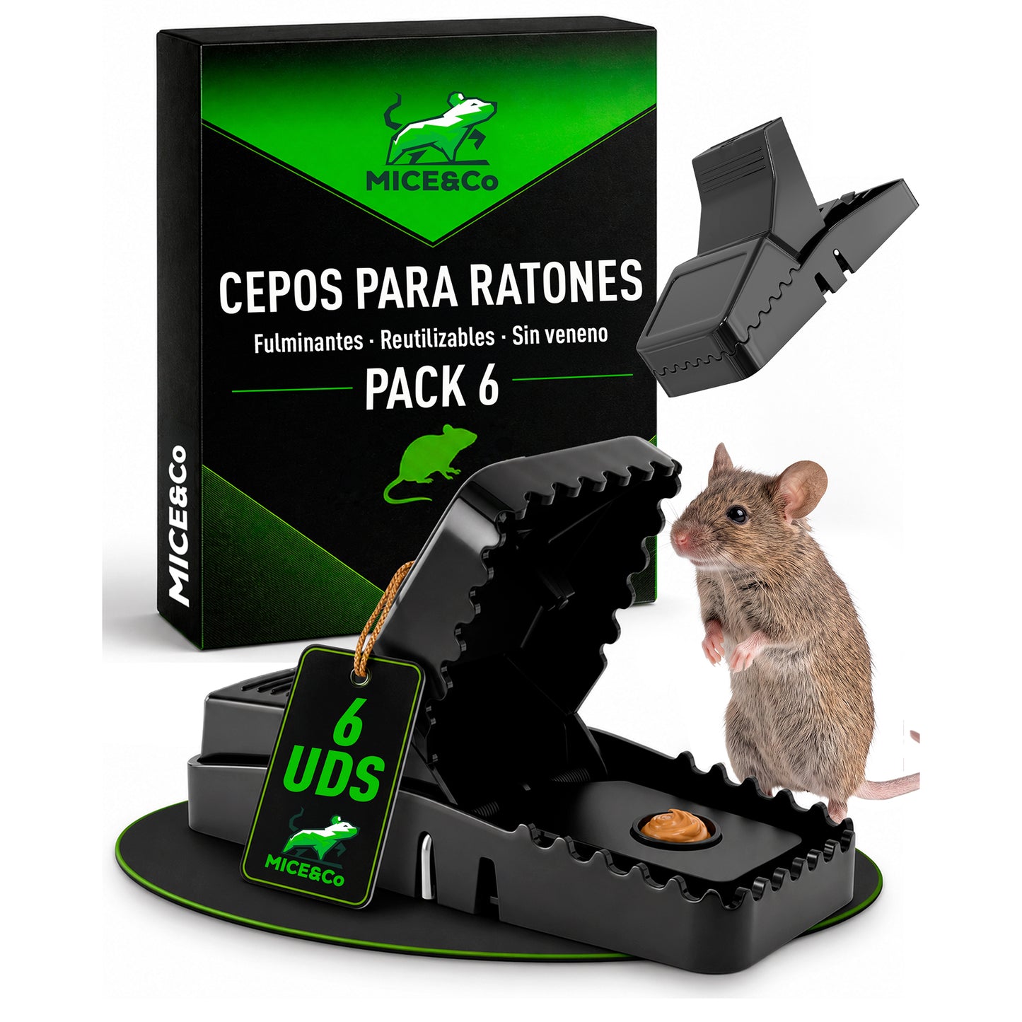 6 Cepos para Ratones Reutilizables sin Veneno, Ratonera - Mice&Co