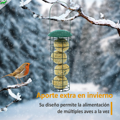 Mice&Co Comedero para Pájaros con Bolas Grasas - Pack Completo 1 Comedero y 12 Bolas - Mice&Co