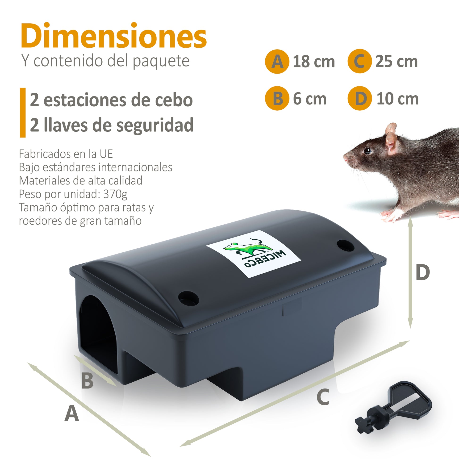 Portacebos para Ratas Grande Profesional - Pack 2 Unidades - Mice&Co